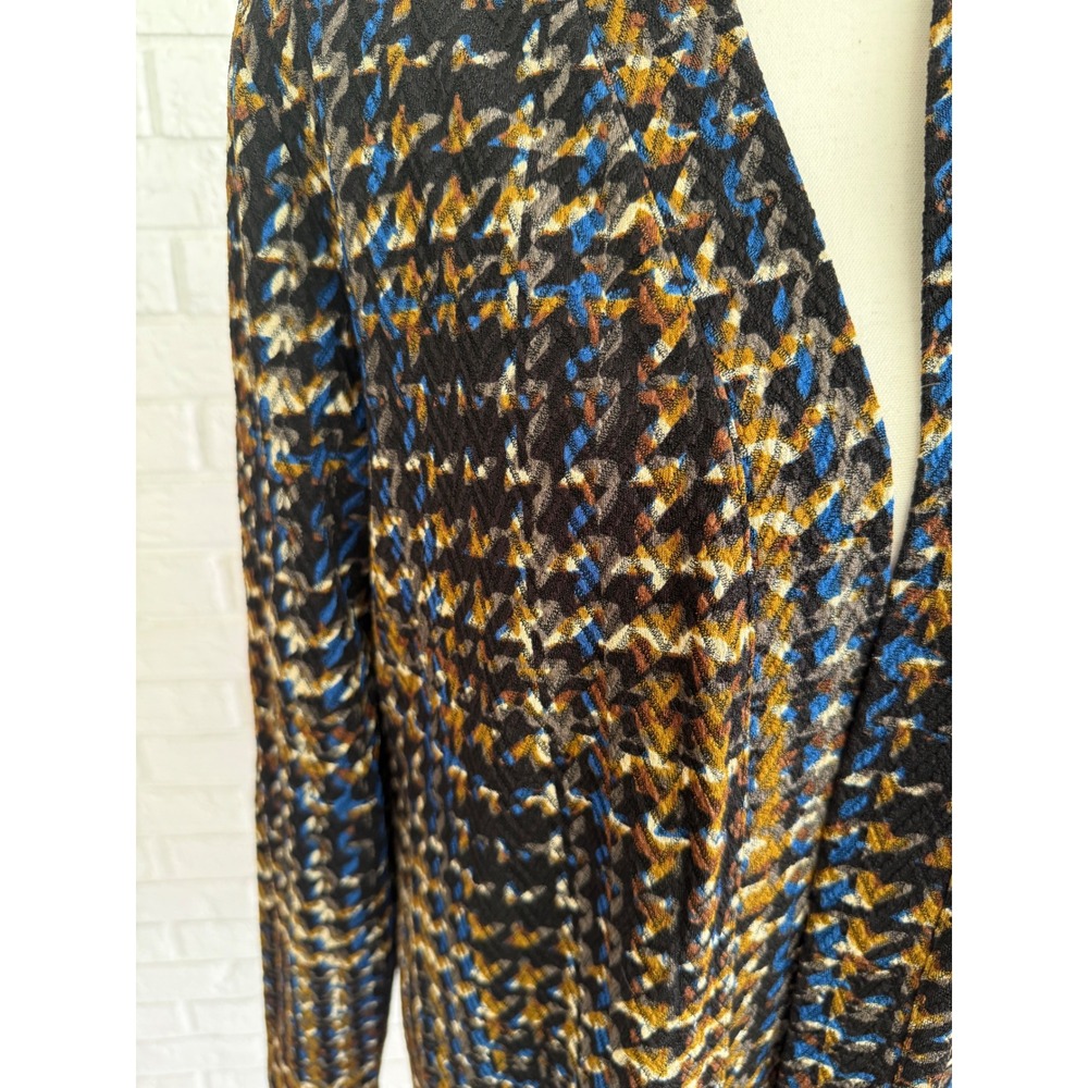 Susan Graver Cardigan Womens Medium Multicolor Excellent Abstract Houndstooth - Picture 4 of 5